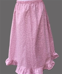 Girl A-line Skirt with Ruffle Dainty Pink Floral cotton size 8 X-long
