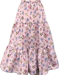 Girl Tiered Skirt Serene Pink Floral cotton size S 6 7