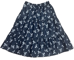 Girl Tiered Skirt Floral Chambray Denim cotton size XS 4 5