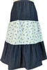 Girl Tiered Skirt Navy Denim & Blue Floral size S 6 7