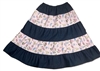 Girl Patchwork Tiered Skirt Navy Denim and Serene Pink cotton size M 8 10