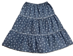 Girl Tiered Skirt Paisley Chambray Denim cotton size XS 4 5