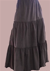 Girl Tiered Skirt Dark Brown Corduroy cotton size S 6 7 X-long