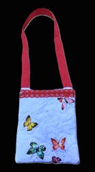 Small Shoulder Quilted Bag Purse Blue Butterfly