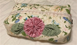 Handmade Travel Personal Items Zipper Bag Flower & Leaf Quilted