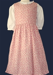 Girl Jumper with Gathered Skirt Pink Floral cotton size 12 X-long