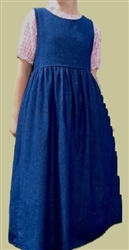 Girl Jumper with Gathered Skirt Navy Blue Denim cotton size 14 X-long