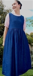 Girl Jumper Navy Blue Denim cotton with gathered skirt size 14 X-long