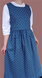 Ladies Jumper with Gathered Skirt Blue Floral cotton size L 14 16 X-long