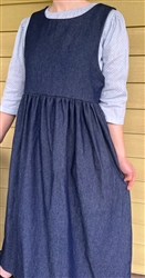 Ladies Jumper with Gathered Skirt Navy Denim with pockets size M 10 12