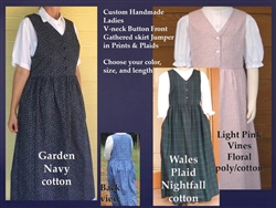 Ladies Jumper V-neck with Gathered Skirt in Prints & Plaids all sizes