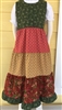 Girl Jumper Tiered Patchwork Red, Tan, Green floral size 10 X-long