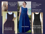 Ladies Jumper Denim, Flannel & More Fabrics with Gathered Skirt all sizes