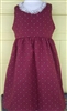 Girl Jumper with gathered skirt in Dark Red Floral cotton with lace size 4 x-long