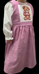 Girl Jumper with gathered skirt Violet Manchester with Teddy Bear cotton size 4
