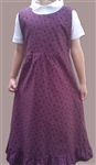 Girl Jumper Plum Purple Floral cotton with ruffle size 6 x-long