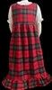 Girl Jumper Red Plaid Flannel Floral cotton with ruffle size 6 x-long