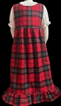 Girl Jumper Red Plaid Flannel Floral cotton with ruffle size 6 x-long