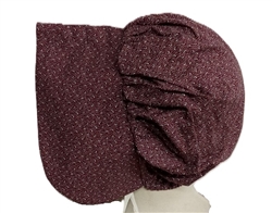 Ladies bonnet Prairie costume wine calico