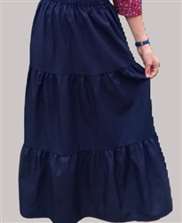 Ladies Skirt Tiered Navy Blue Cotton size S 6 8