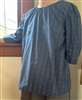 Maternity Peasant Blouse Blue & Gray Poplin cotton size M 10 12 Tall