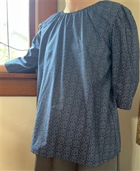 Maternity Peasant Blouse Blue & Gray Poplin cotton size M 10 12 Tall