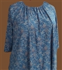 Maternity Peasant Blouse Blue Floral Rayon size 1X 22 24