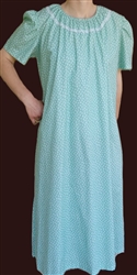 Ladies Nightgown Aloe Green print cotton with lace size L 14 16