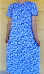 Ladies Nightgown Blue Large Floral Sunshine cotton size M 10 12