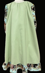 Girl Loungewear Dress Solid Green Flannel with kitten sleeves & ruffle size S 5 6 X-Long