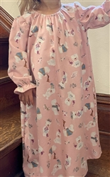 Girl Loungewear Dress Winter Days Peach Flannel Cotton size M 7 8 X-long