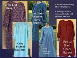 Ladies Winter Nightgown Custom made in Flannel cotton S M L XL 1X 2X 3X all sizes