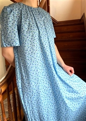 Ladies Nightgown Light Blue floral cotton lawn size L 14 16 X-long