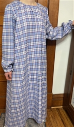 Ladies Nightgown Prairie Sky Mammoth Plaid cotton Flannel size L 14 16
