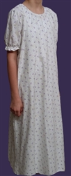 Ladies Nightgown White & Purple floral cotton size S 6 8