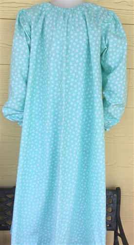 Ladies Nightgown Aqua Floral Flannel cotton size S 6 8 Petite