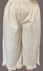 Ladies Pantaloons Bloomers Slip Cotton Cream Muslin with lace size L 14 16 18 low waist