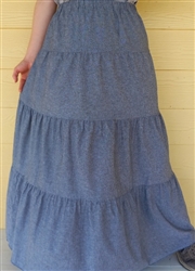 Ladies 4 Tier Skirt in Jackson Chambray gray cotton size 2X 26 28