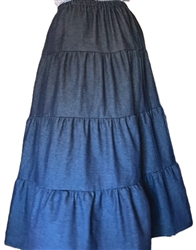 Ladies 4 Tier Skirt Navy Denim size M 10 12