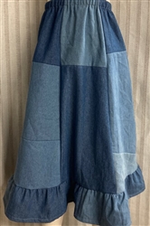 Girl 6 Gore Skirt Jean Patchwork Blue Denim with Ruffle size M 8 10