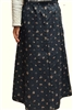 Girl A-line and Gored Skirt Navy Blue Floral Cotton Linen size M 8 10
