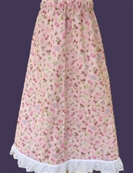 Girl A-line Skirt Pink Floral cotton with ruffle lace size 10