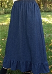 Ladies A-line Skirt Navy Blue Jean Denim with Ruffle size M 10 12