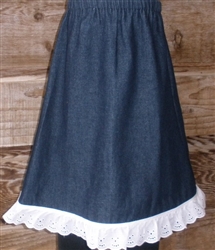 Girl A-line Skirt Navy Denim with white eyelet lace size 5