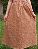Ladies A-line Skirt Victorian Roses Tan Floral cotton S 6 8