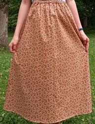 Ladies A-line Skirt Victorian Roses Tan Floral cotton S 6 8