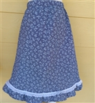Girl A-line Skirt White Floral Chambray Denim with ruffle & lace size 5
