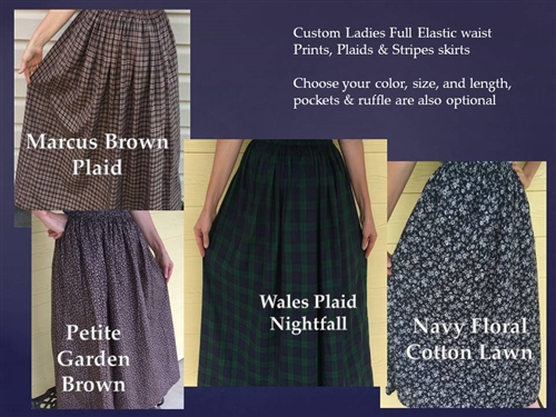 Ladies Full Skirt Cotton Gingham, Stripes, Plaids or Floral Print S, M ...
