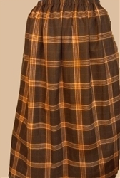 Ladies Full Skirt Organic Brown Plaid Flannel cotton size 2X 26 28