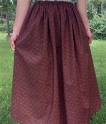Ladies Full Skirt Brown Floral Homestead Red Bouquets cotton S 6 8